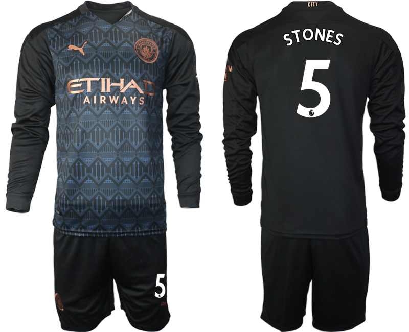 Men 2021 Manchester city home long sleeve #5 soccer jerseys->manchester city jersey->Soccer Club Jersey